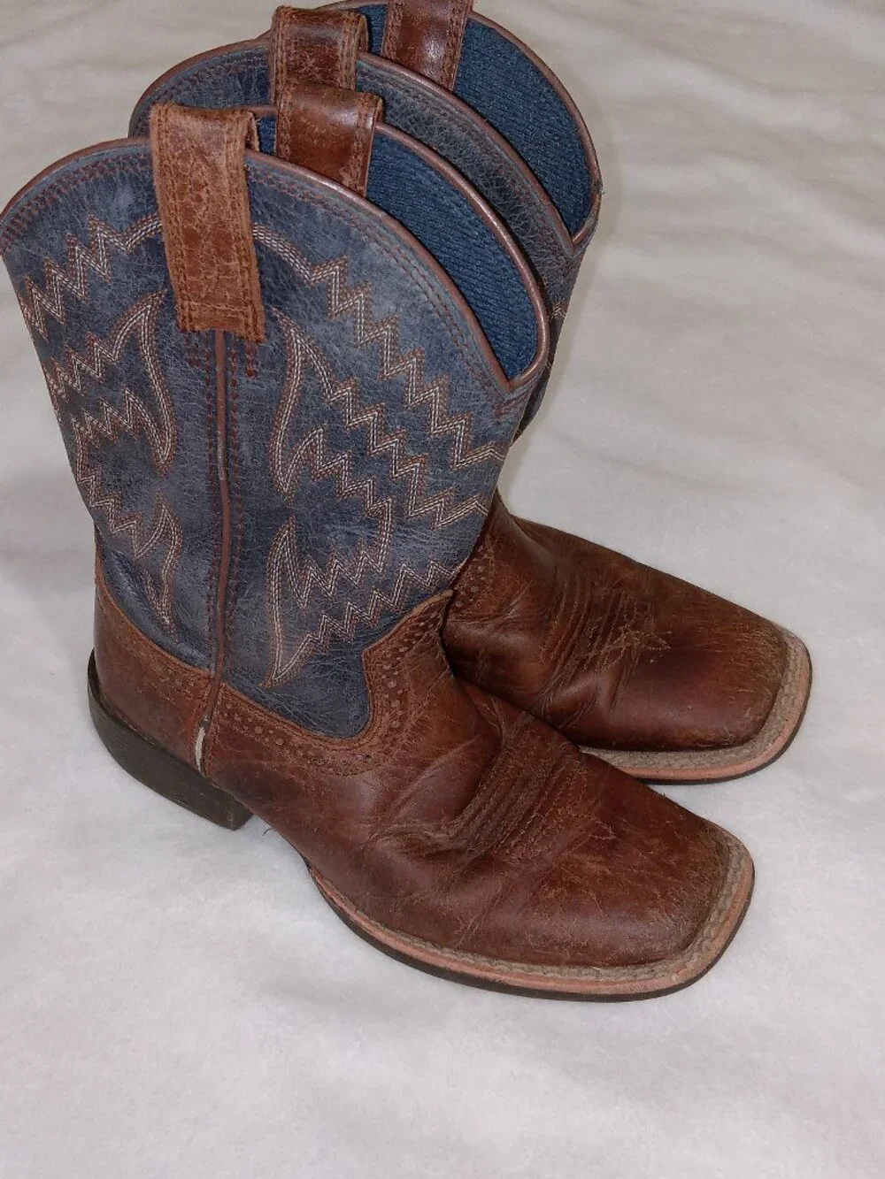 Ariat Youth Boys Tycoon Western Cowboy Boots Brown Blue 13.5 10021591